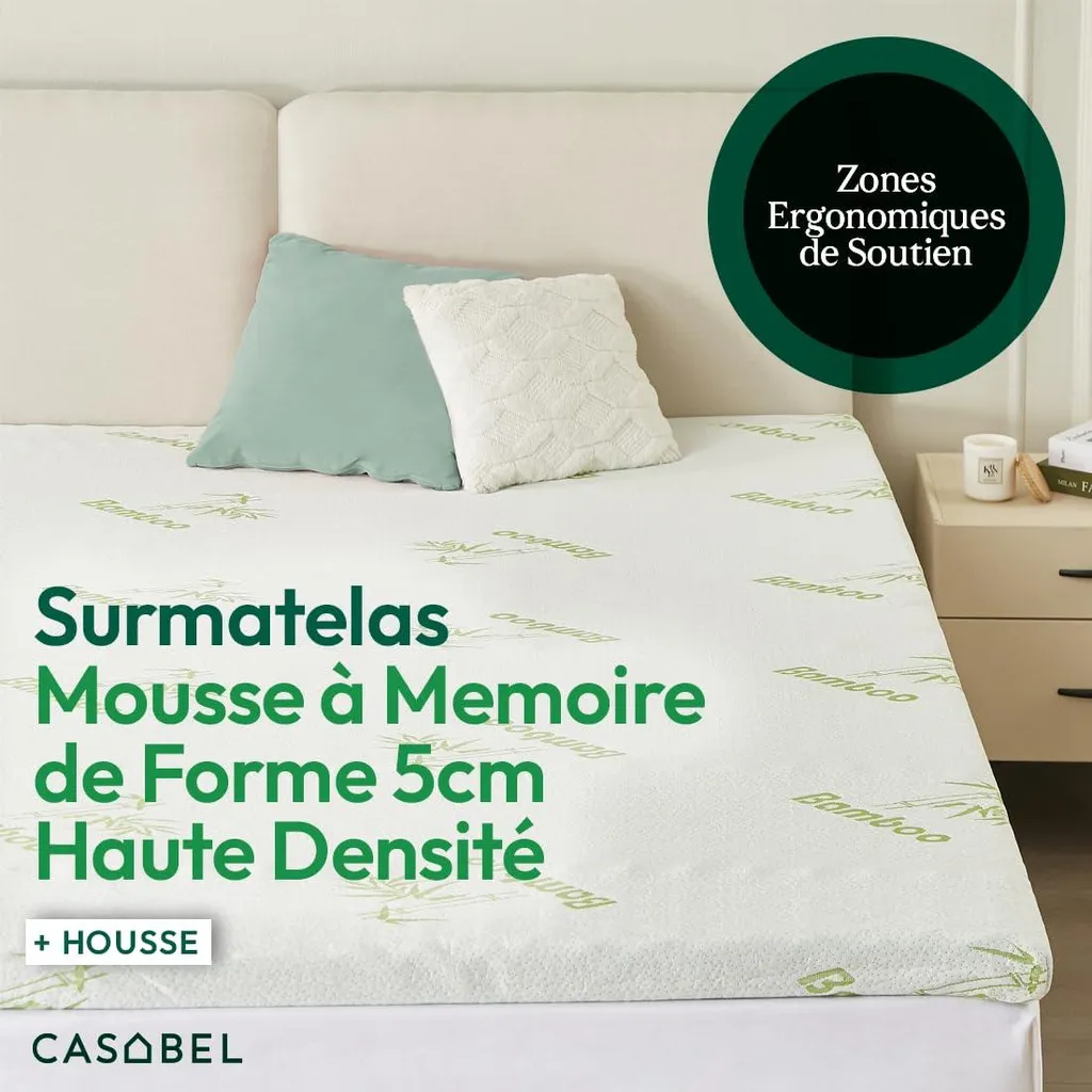 Surmatelas 140x190 Soulage Mal de Dos Mousse à Mémoire de Forme 5 cm