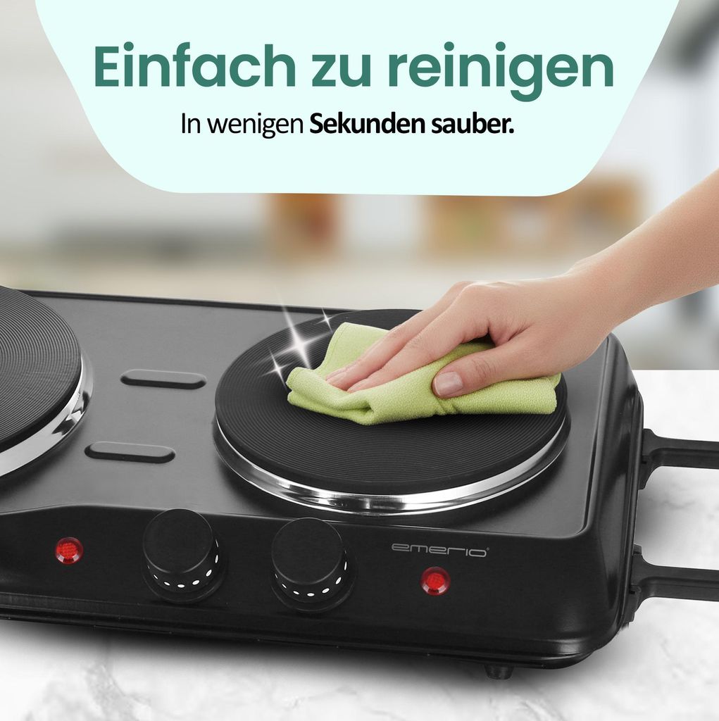 Emerio Elektrische Kochplatte – 2 Kochfelder – 2500 W –