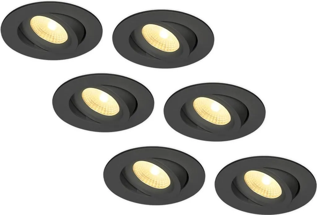 Spot LED Cuisine et Salle de Bain Noir IP44 Orientable Dimmable x6