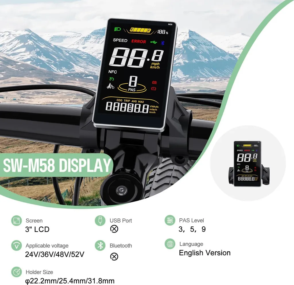 Écran Bluetooth Bafang SW2-M58 UART : Navigation et Contrôle EBike - 2