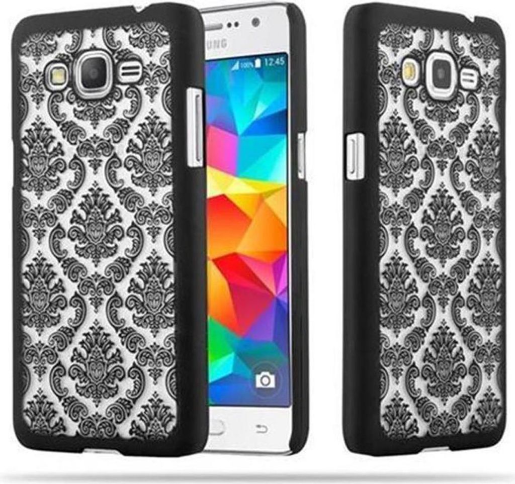 Cadorabo Hülle für Samsung Galaxy GRAND PRIME Schutz Hülle in Schwarz Hard Case Schutzhülle Blumen Etui Handyhülle