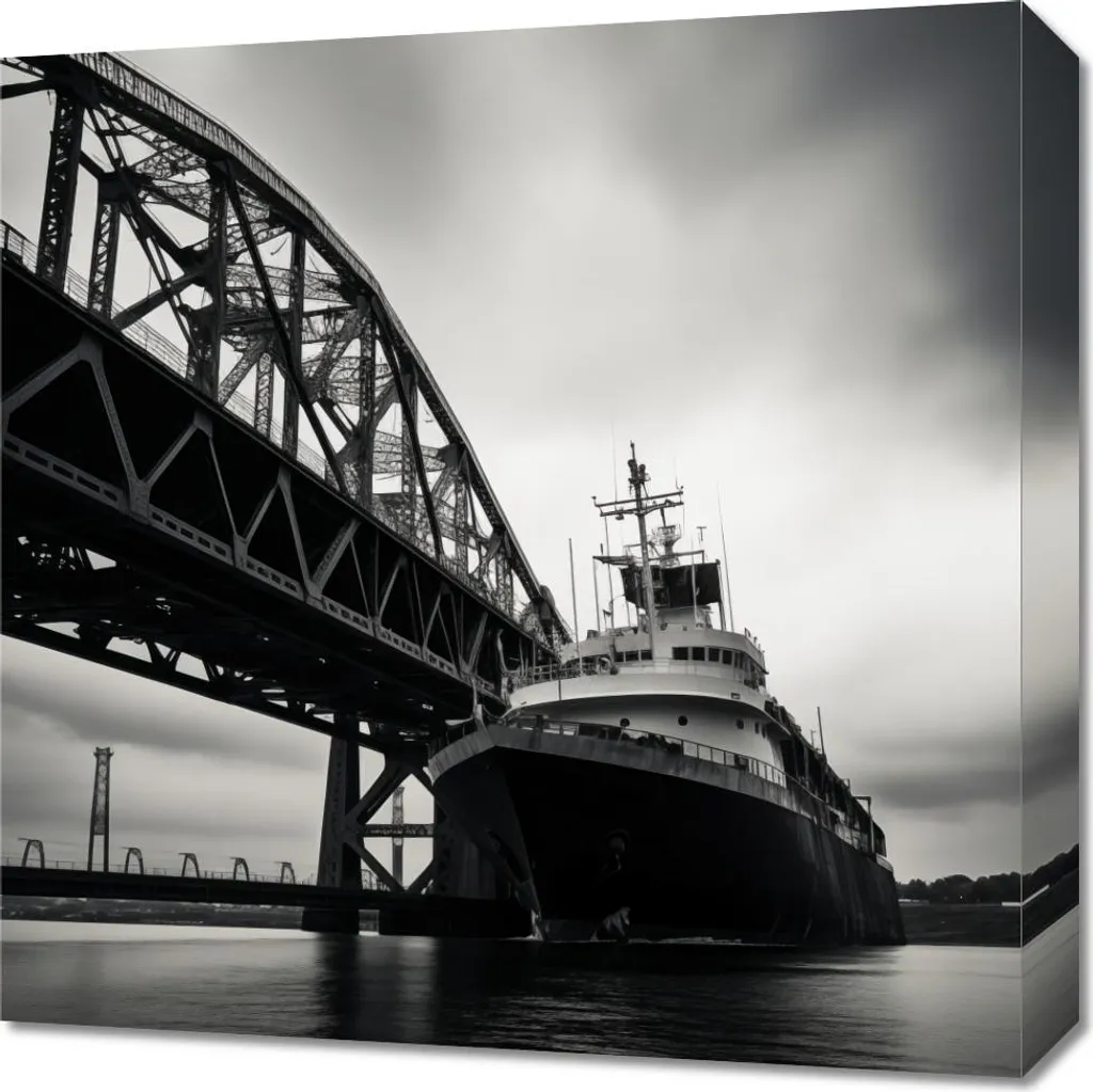 Quadro 50x50 cm Nave presso il ponte