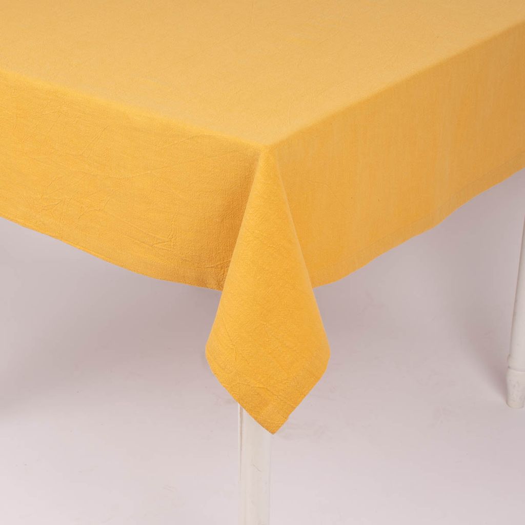 SCHÖNER LEBEN. Tischdecke Bio Ramie Leinenoptik uni senf gelb Größe 130x220cm