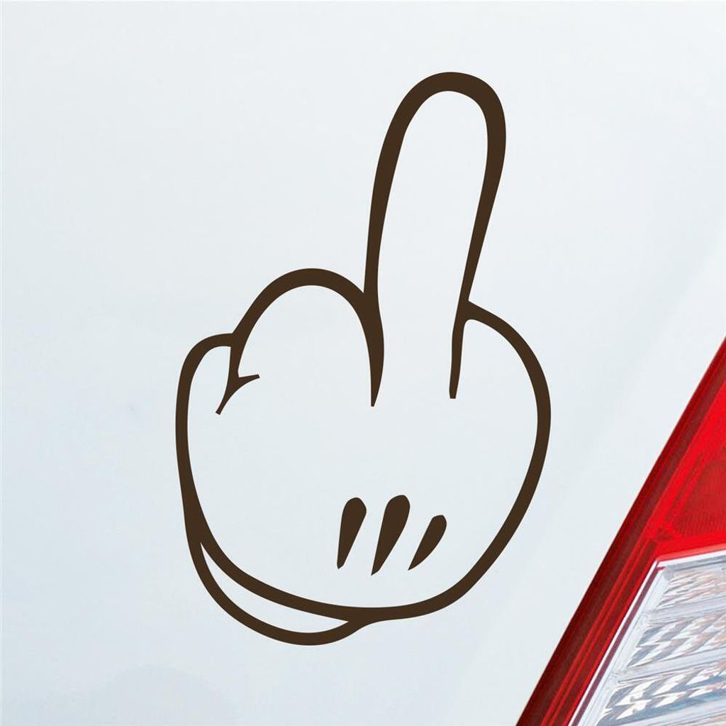 Auto Aufkleber Mittelfinger Fuck You Lustig Shocker Handschuh 10x15 cm Braun Sticker Heckscheibenaufkleber