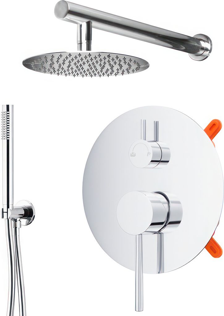 BADLAND Komplettes Duschsystem LUGO Unterputz Armatur Wasserhahn mit Kopfbrause in Chrom