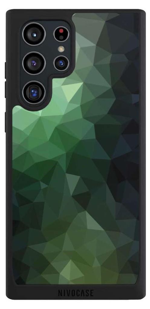 NIVOCASE Handyhülle für Samsung Galaxy S22 Ultra Hülle NIVOpure Case Schwarz Geometric Mosaik Tarnmuster