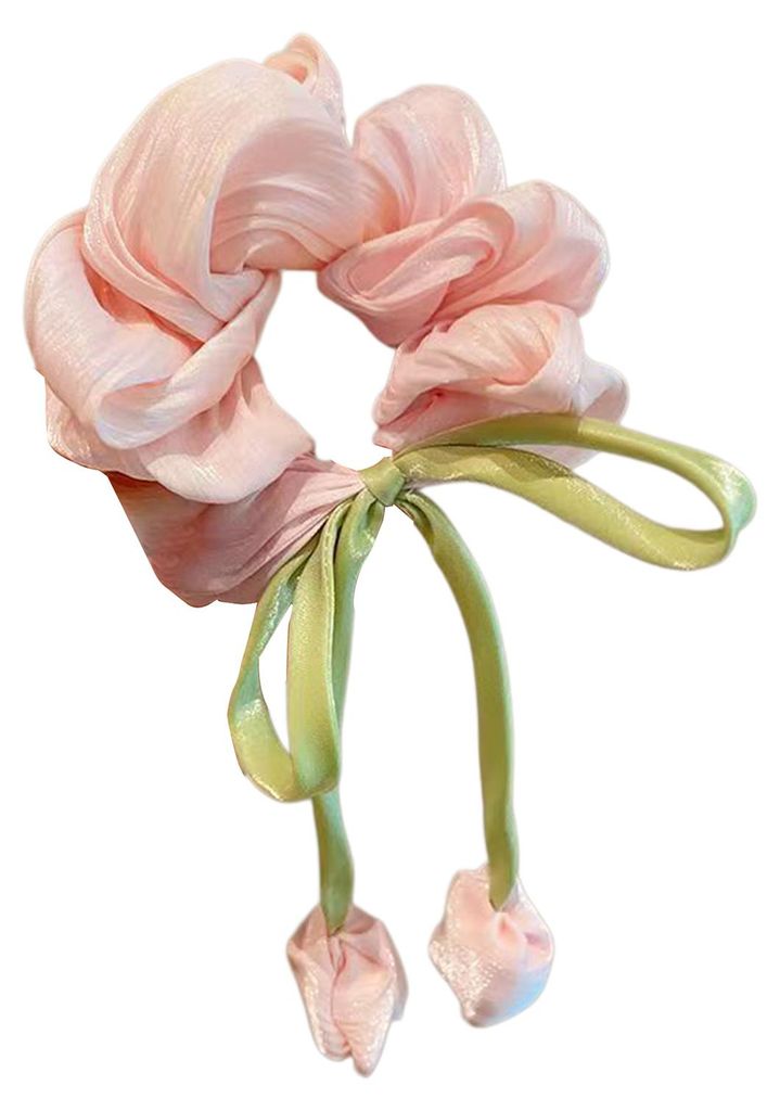 Haargummi aus atmungsaktivem Chiffon-Organza-Stoff mit hoher Elastizität, Tulpenblüten-Design, Haarband mit Schleifen, Haaraccessoires für Pferd...
