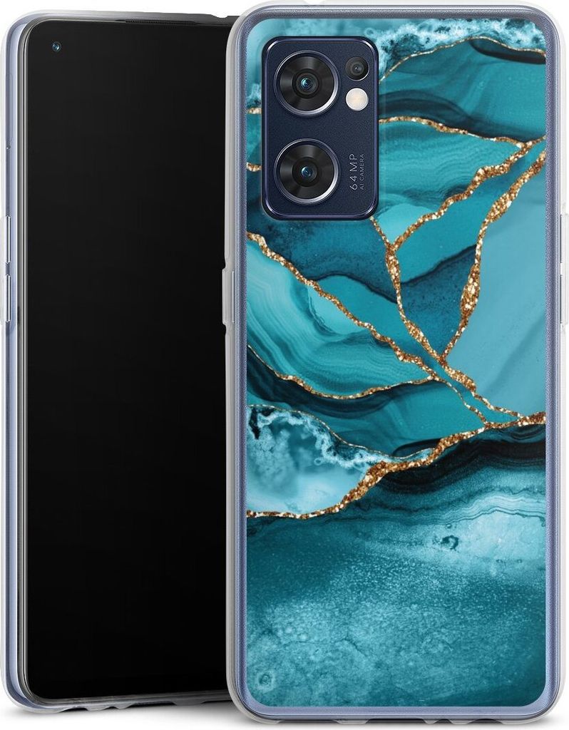 DeinDesign Handyhülle für Oppo Find X5 Lite Silikon Hülle Case Smartphone Schutzhülle Edelstein Glitzer Look Marmor
