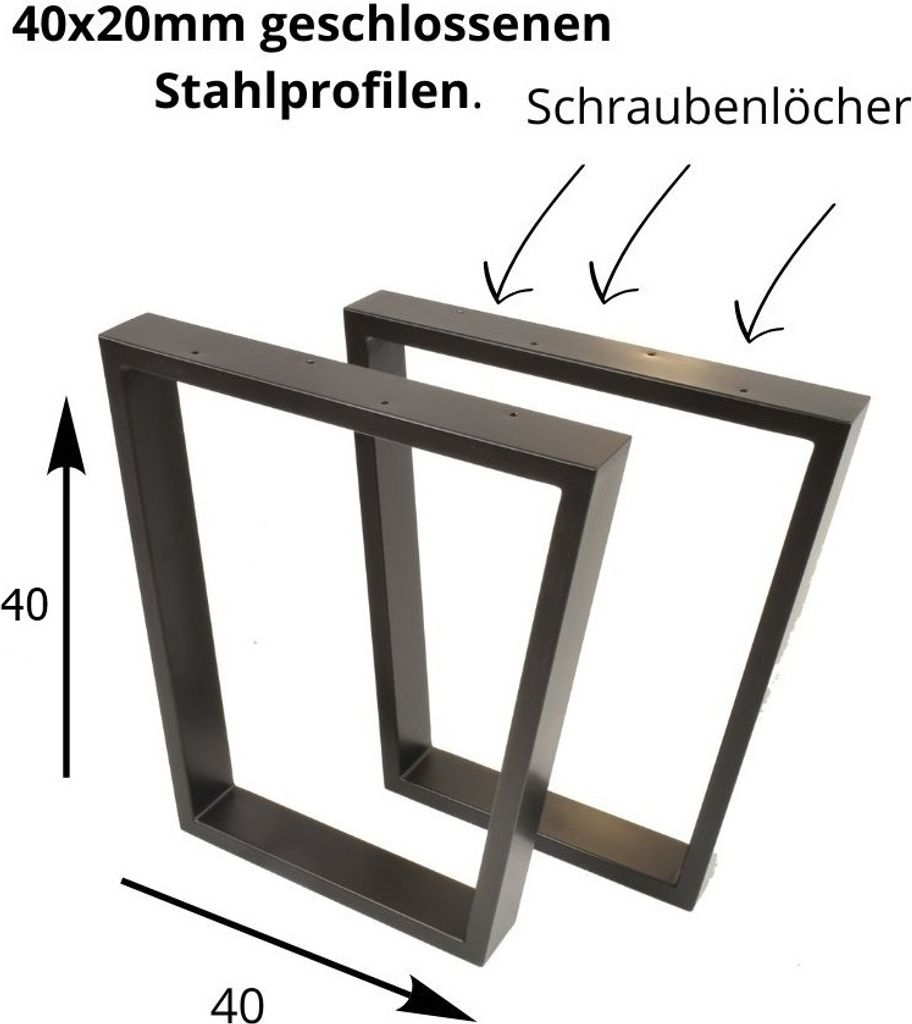2 X Tischgestell 40x40 cm Handgemachte Beine Tischbeine Tischuntergestell Haarnadel LOFT schwarz