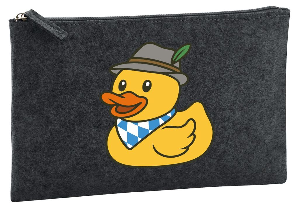 Huuraa Kulturbeutel Quietscheente Bayern Gummiente 1 Liter Charcoal Filz Kosmetiktasche Geschenkidee