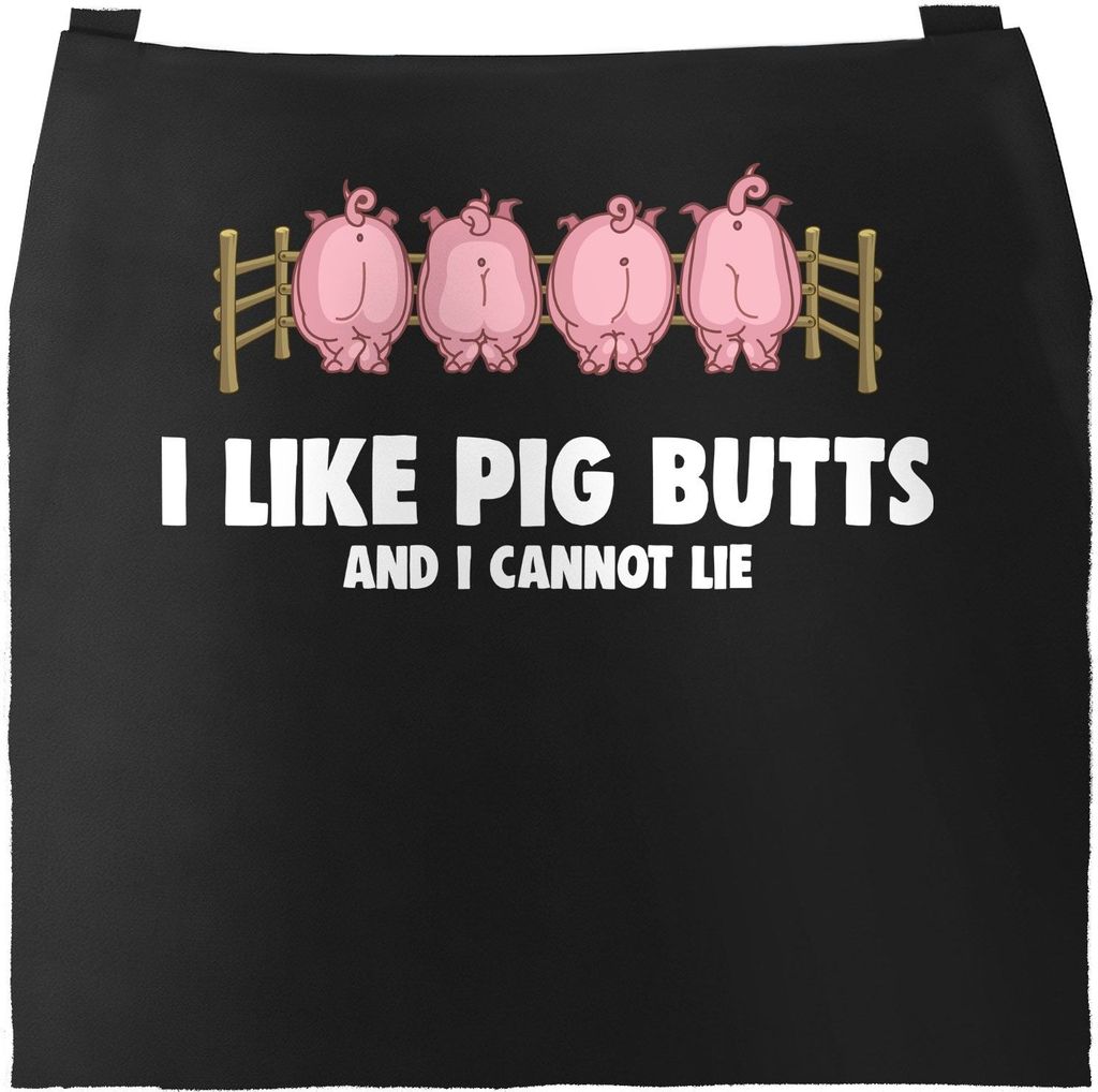 Lustige Grill-Schürze mit Spruch - I like Pig Butts and I cannot lie Parodie Song Küchenschürze Moonworks schwarz unisize