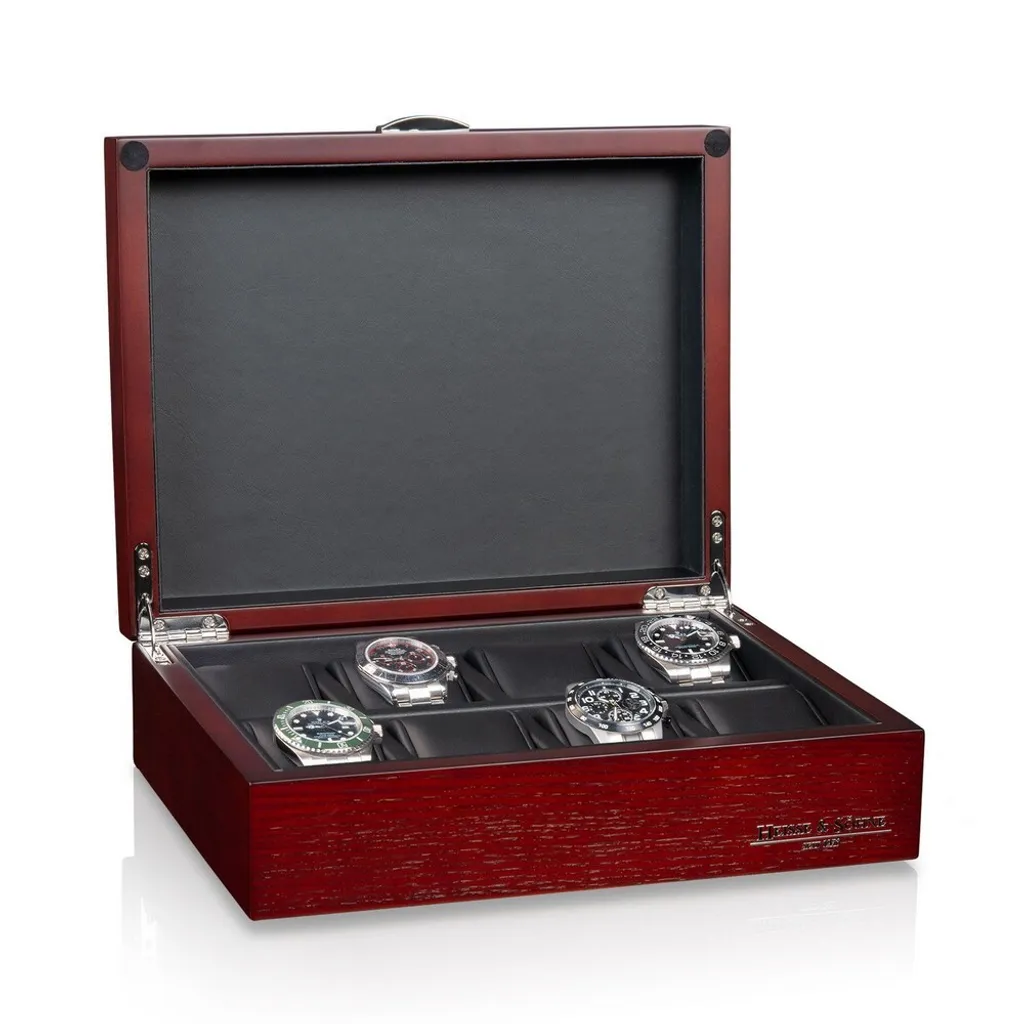 Coffret de rangement montres Heisse & Söhne Bregano en bois rouge