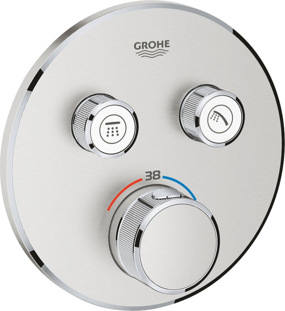 Grohe Grohtherm SmartControl Thermostat mit zwei Absperrventilen, Wandrosette rund, 29119DC0