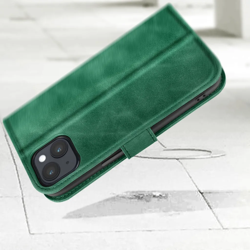 Custodia Libretto iPhone 14 Verde Soft Touch - Protezione Premium 360 - 5
