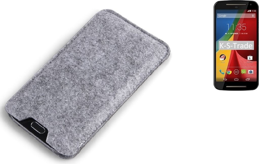K-S-Trade Filz Handyhülle kompatibel mit Motorola Moto G (2nd Gen.) Schutzhülle Filztasche Filz Tasche Case Sleeve Handy Hülle Filzhülle grau