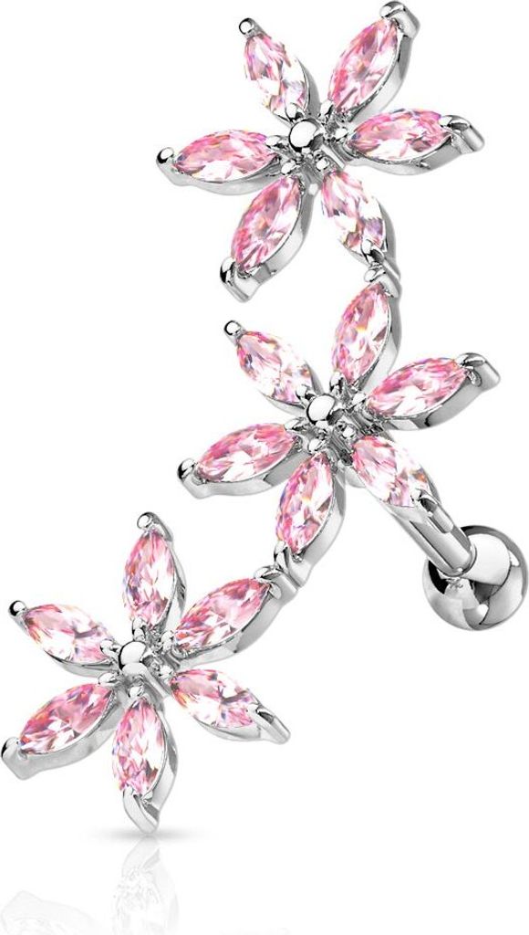 Helix Piercing Barbell Blumen Pink