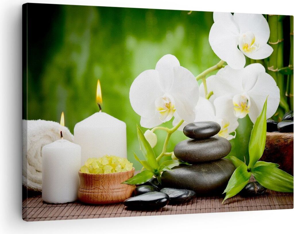 Bild auf Leinwand - Leinwandbild - Blume aromatherapie spa - 70x50cm - Wand Bild - Wanddeko - Leinwanddruck - Bilder - Kunstdruck - Wanddekoration ...