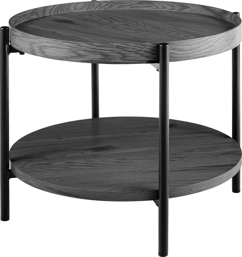 Couchtisch HONIM - Holz Grau 50x50x40 cm | Sofatisch Rund Beistelltisch Holz Wohnzimmertisch Klein