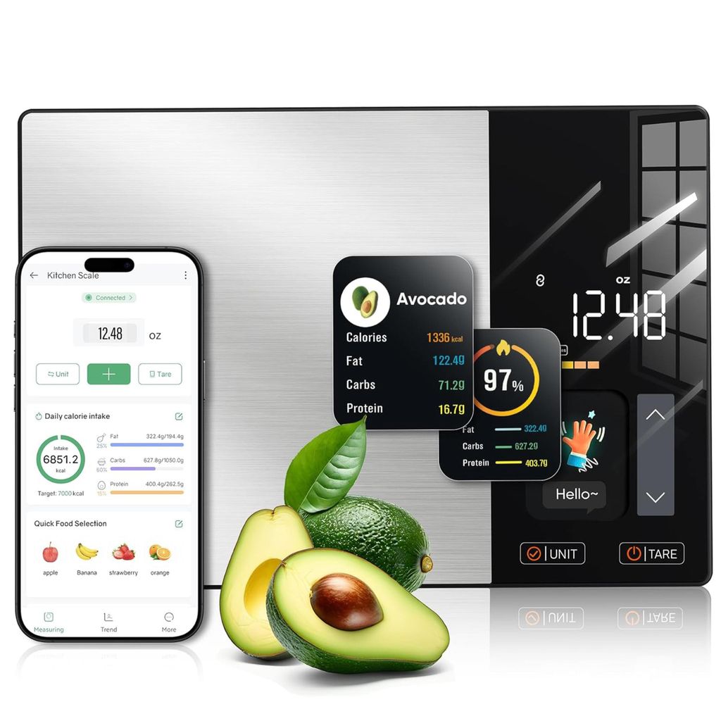 Digitale Küchenwaage 5kg, Smart Nährwert-Analyse per App & Produktbild 