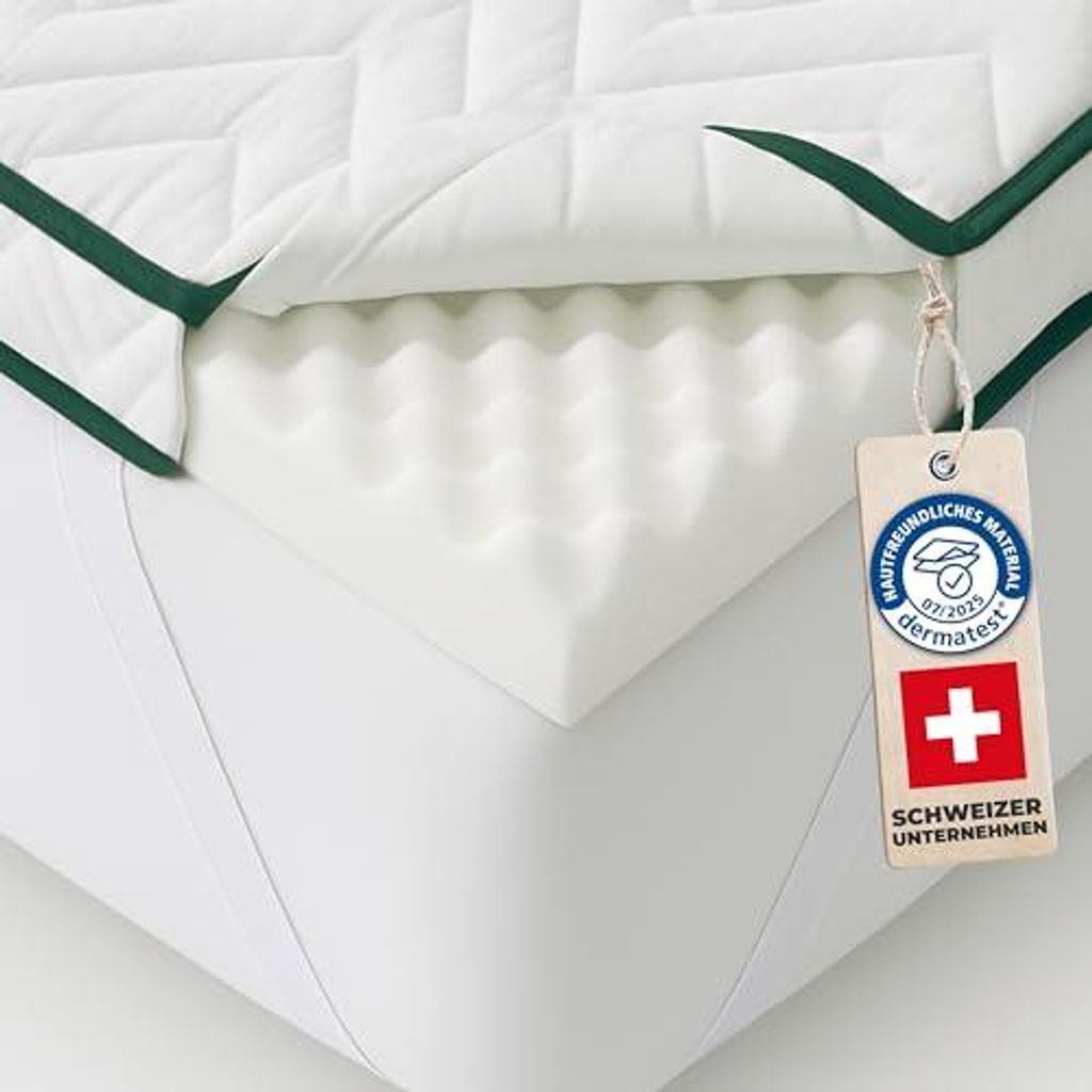 Welldora Matratzentopper 8 cm – Wendbar H2/H3, 3D-Kontur, für Boxspringbett & Allergiker, Waschbar 90 °C, Gegen Besucherritze, Gegen Druckstellen