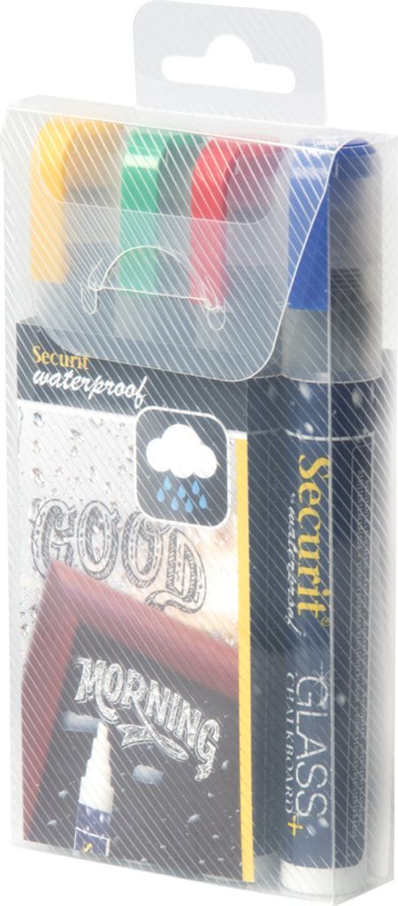 Securit Kreidemarker WATERPROOF MEDIUM 4er Etui Produktbild 