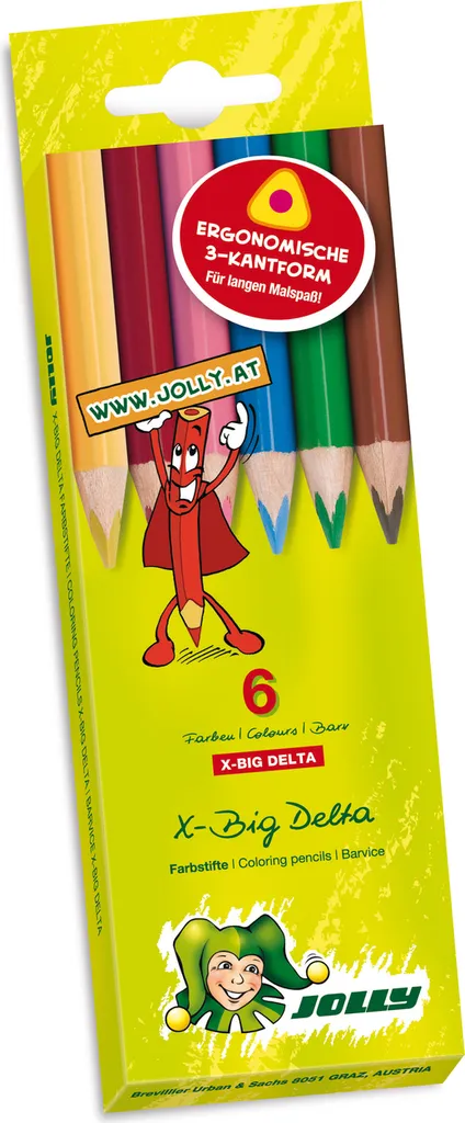 Crayons de Couleur Ergonomiques X-Big Delta Jolly pour Enfant en Pack 6