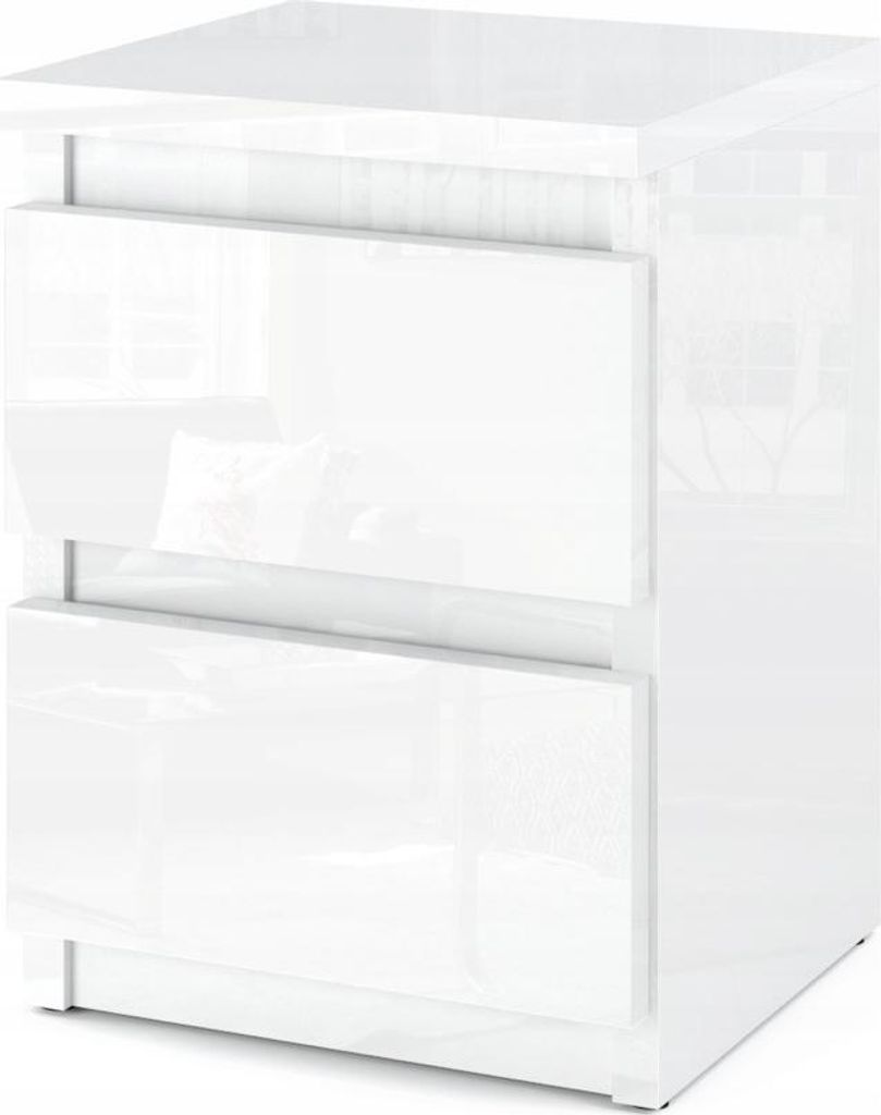 Comodino Molly, bianco GLOSS, comodino per lampada, Immagine del prodotto 