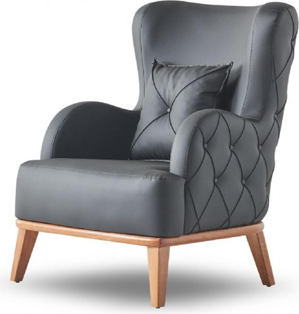 Schwarzer Chesterfield Arbeitszimmer Sessel r Einsitzer Möbel