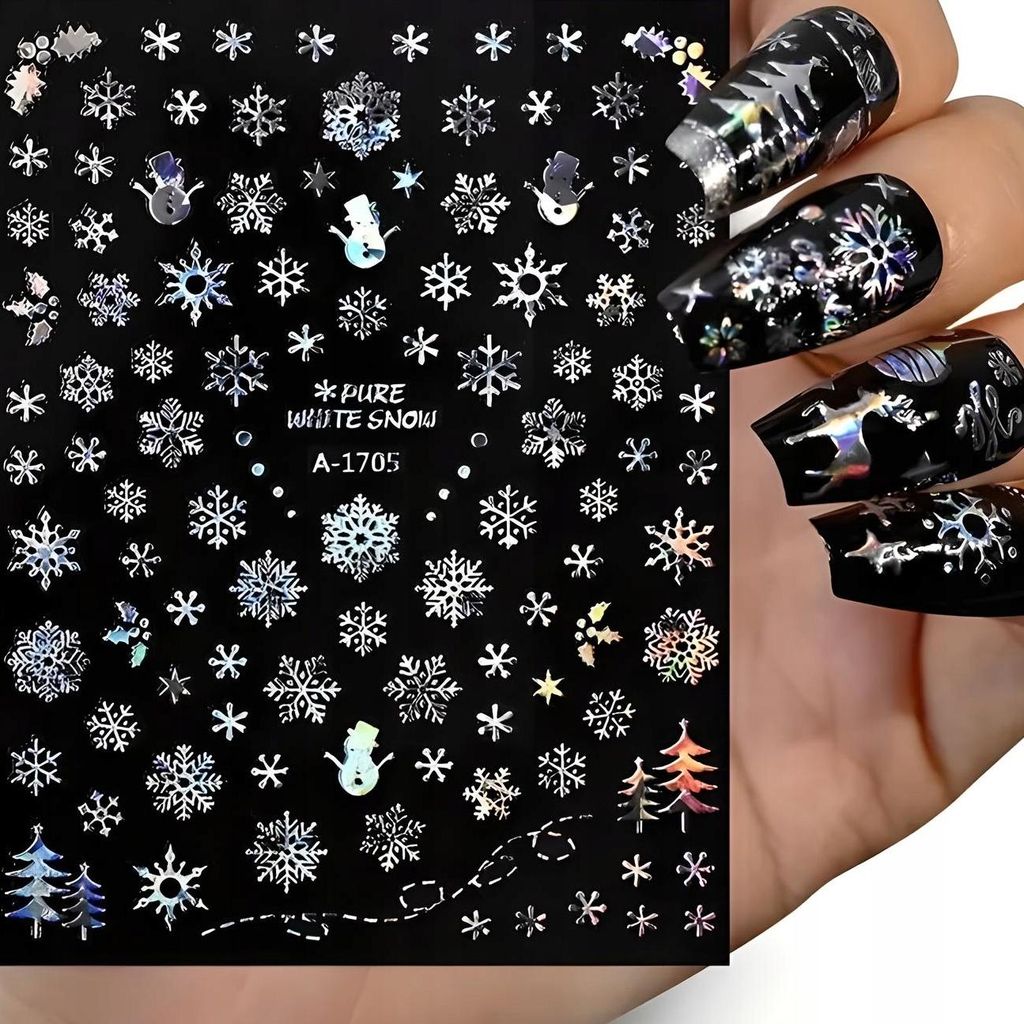 Weihnachts-Nagelaufkleber Glänzende URLAUB-SCHNEEFLOCKEN