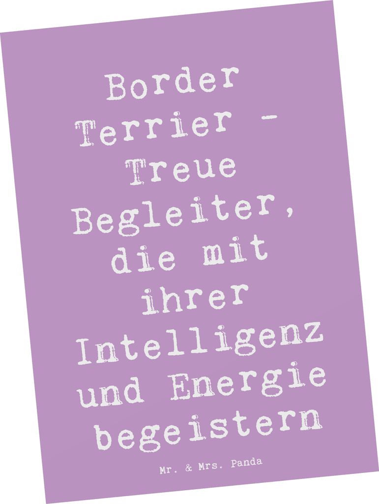 Mr. & Mrs. Panda Postkarte Spruch Border Terrier Freunde - Lavendeltraum - Geschenk, aufregende Abenteuer, Postkarten, Lebensfreude, Hunderassen, F...