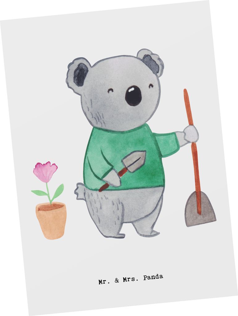 Mr. & Mrs. Panda Postkarte Gärtner Herz - Weiß - Geschenk, Fotokarte, Postkarten, Frühling, Gärtnerei, Grußkarte, Gartenplaner, Ansichtskarten...
