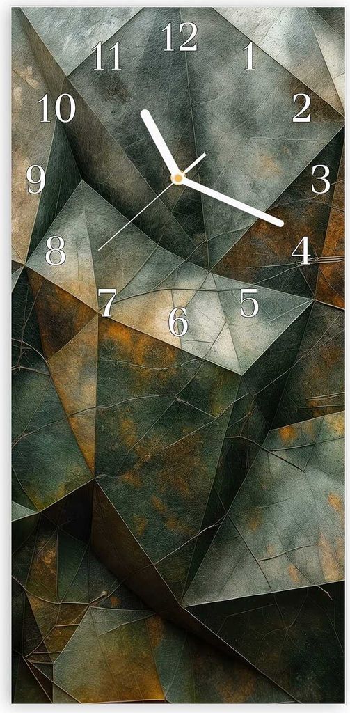 Wanduhr aus Glas mit Motiv Geometrische Abstraktion- 30 x 60 cm - inkl. Aufhängesystem