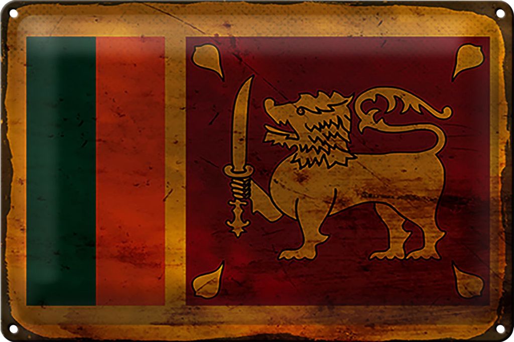 Blechschild Flagge Sri Lanka 30x20cm Flag Sri Lanka Rost