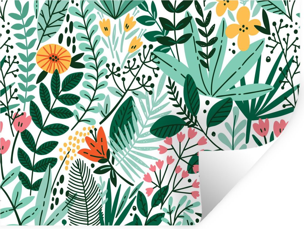 MuchoWow Wandtattoo Wandsticker Wandaufkleber Sommer - Flora - Weiß 80x60 cm Selbstklebend und Repositionierbar - Faltenfrei
