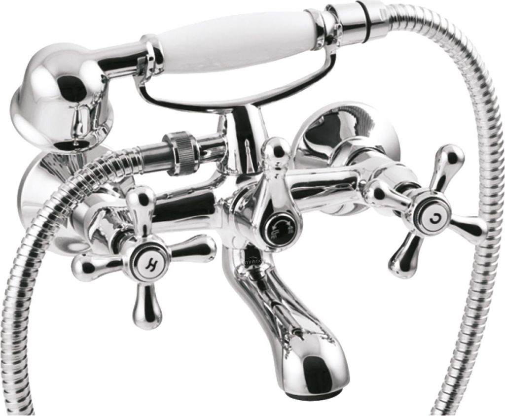 Roma Wand-Wannenarmatur mit Schlauch und Handbrause Produktbild 