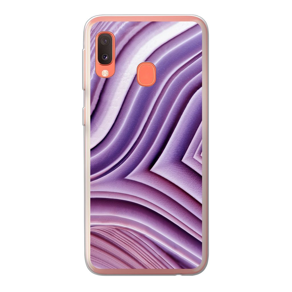 MuchoWow Handyhülle Schutzhülle Hülle für Samsung Galaxy A20e Naturstein - Nahaufnahme - Weiß Silikon Softcase Handy Hülle - Abdeckung