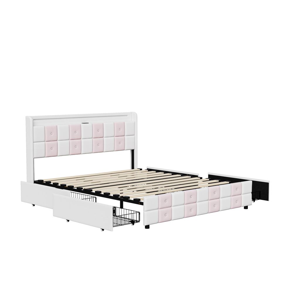UnboxG Polsterbett 140x200cm mit USB und Steckdosen, Produktbild 