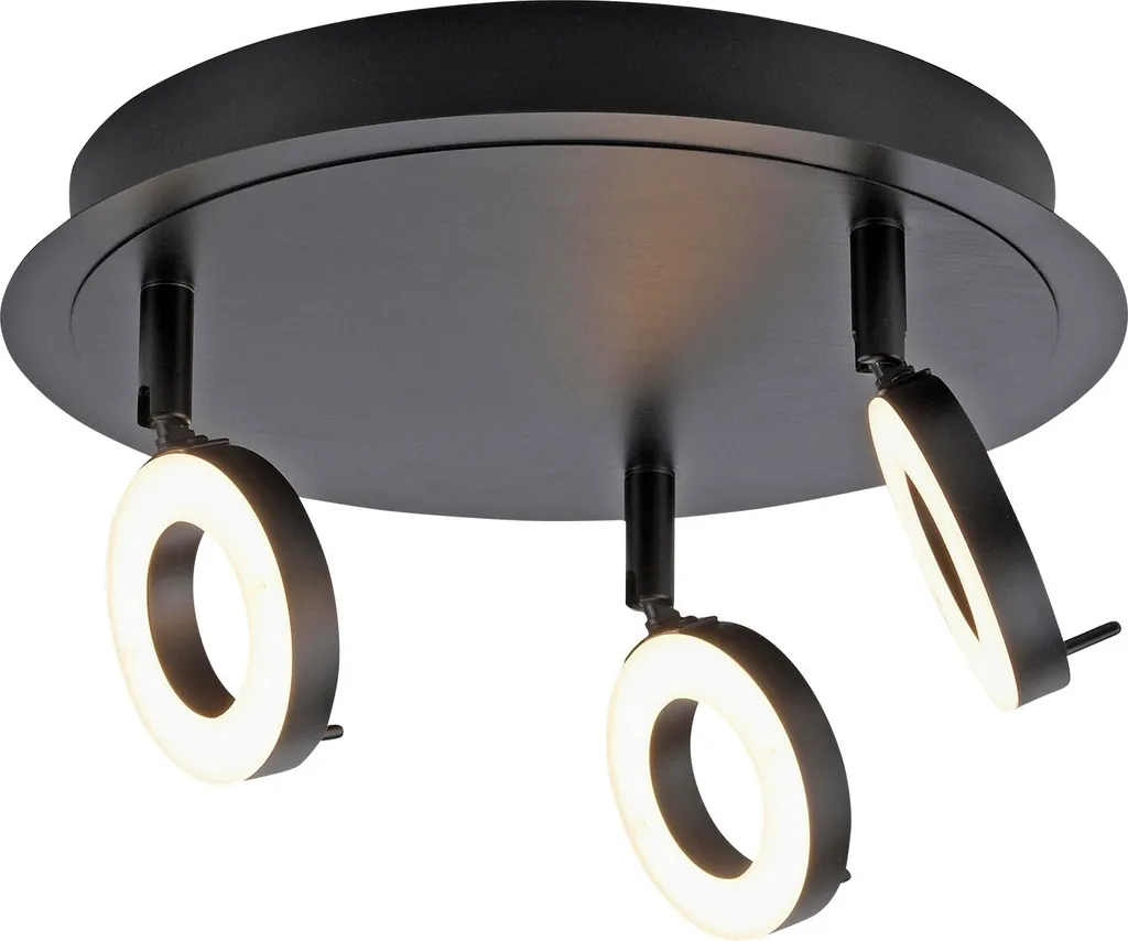 Plafonnier LED Anthracite pour Salon et Cuisine 3 Lampes Acier Ø 33 cm
