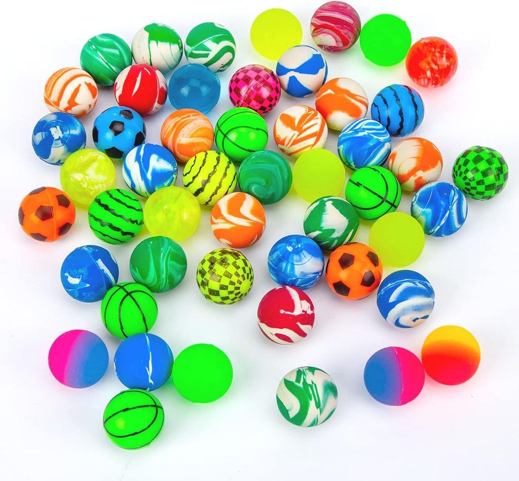 50 Stück Flummies für Kinder, 25mm Bunte Gummibälle Set für Produktbild 