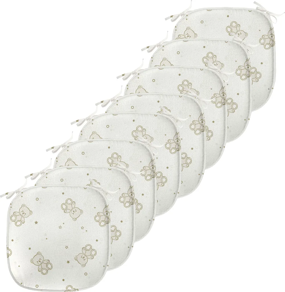 Coussin Chaise Anti-Tache Beige 40x40 Lot de 8 avec Attaches Sécurité