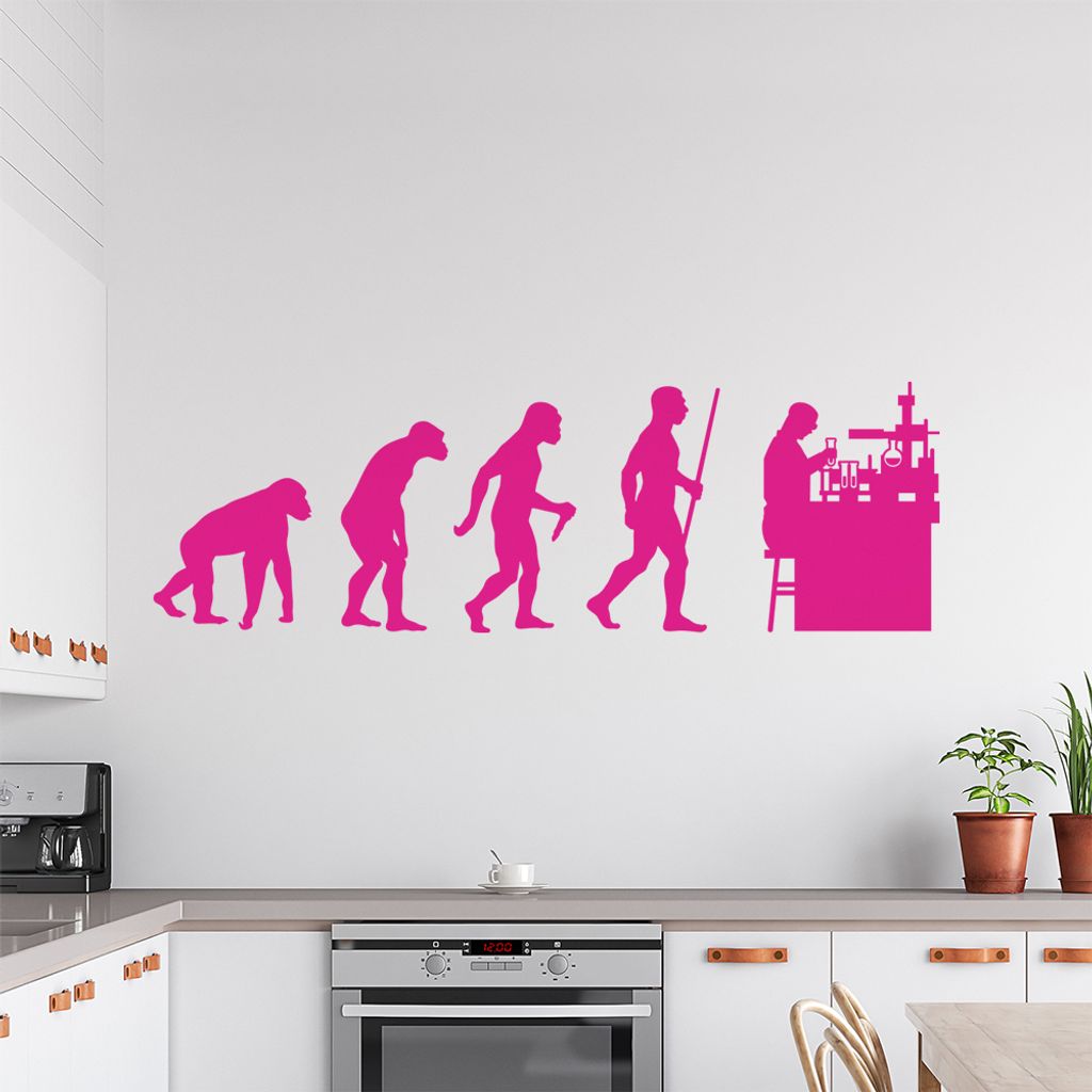 Laborant Labor Evolution Wandtattoo Wandaufkleber Wall Sticker - Dekoration, Küche, Wohnzimmer, Schlafzimmer, Badezimmer