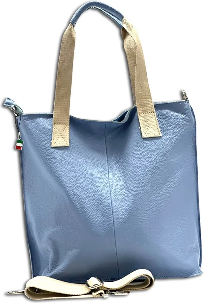 Florence OTF161H Borsa Business in Pelle Blu Chiaro - Grande Shopper