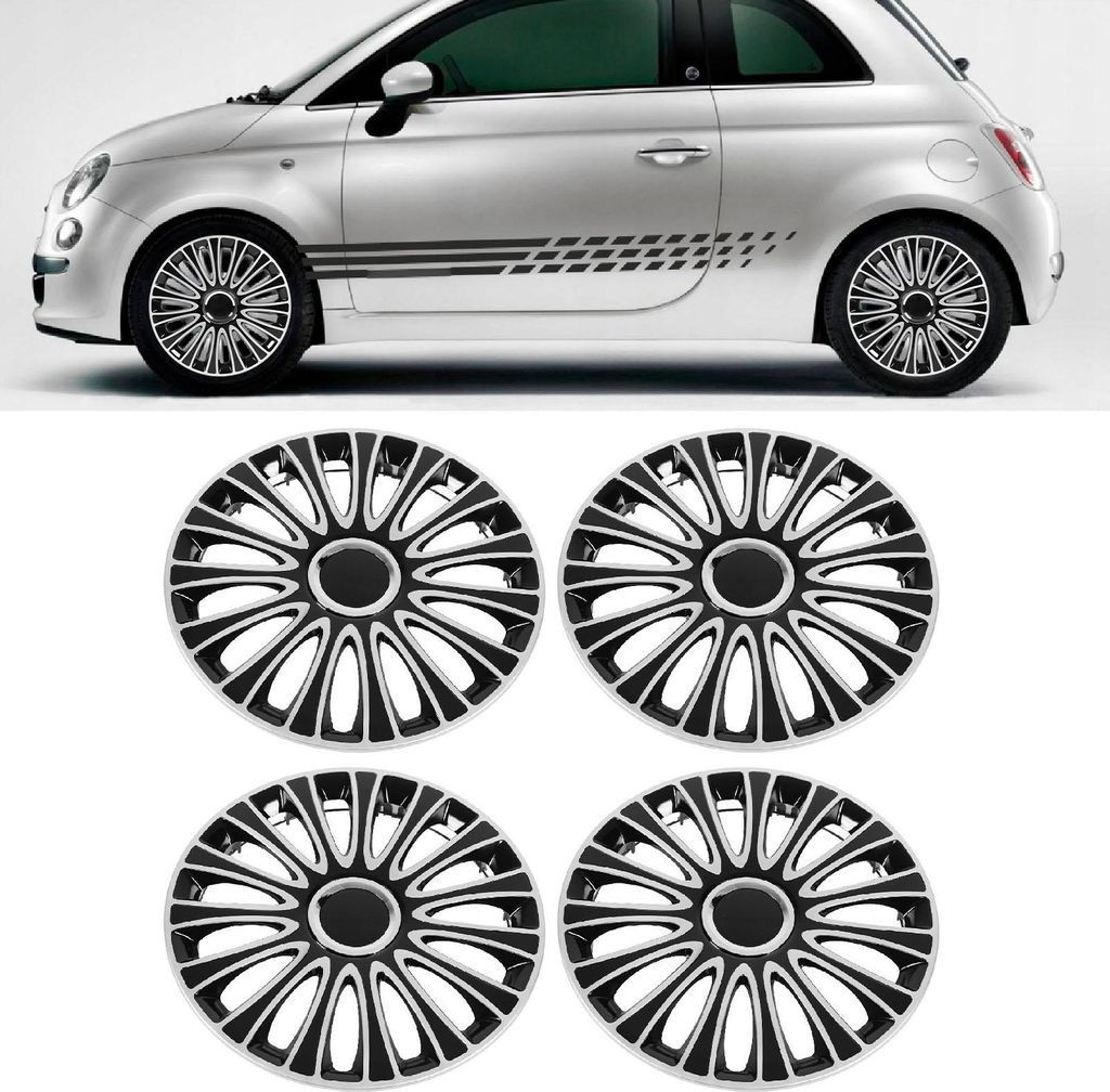 4pcs 14 Zoll Rad Hubcap Silber Sporty Protective Universal Produktbild 