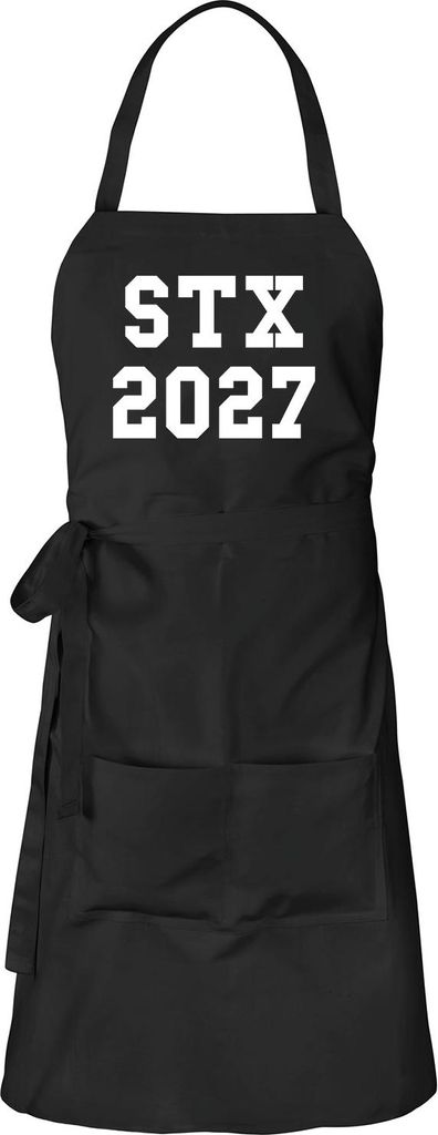 Huuraa Schürze STX 2027 Abschluss Dänemark Schwarz mit Taschen Baumwolle Kochschürze Geschenkidee