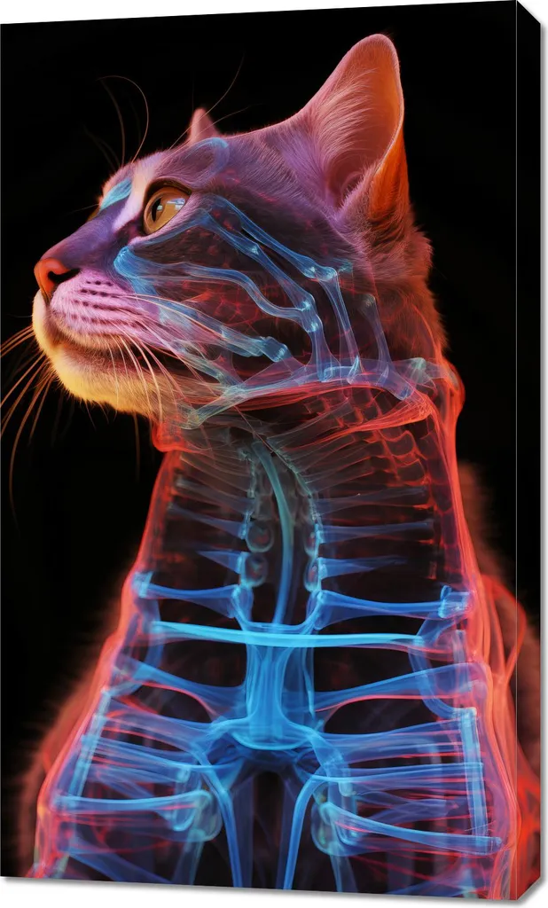 Tableau Anatomie du Chat 60x100 cm - Détails des Organes et Squelette