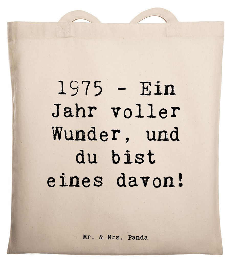 Mr. & Mrs. Panda Jutebeutel Spruch 1975 Geburtstag Wunder - Weiß - Geschenk, Glückwunsch, Tote Bag, Schultasche, Happy Birthday, feiern, Büchert...