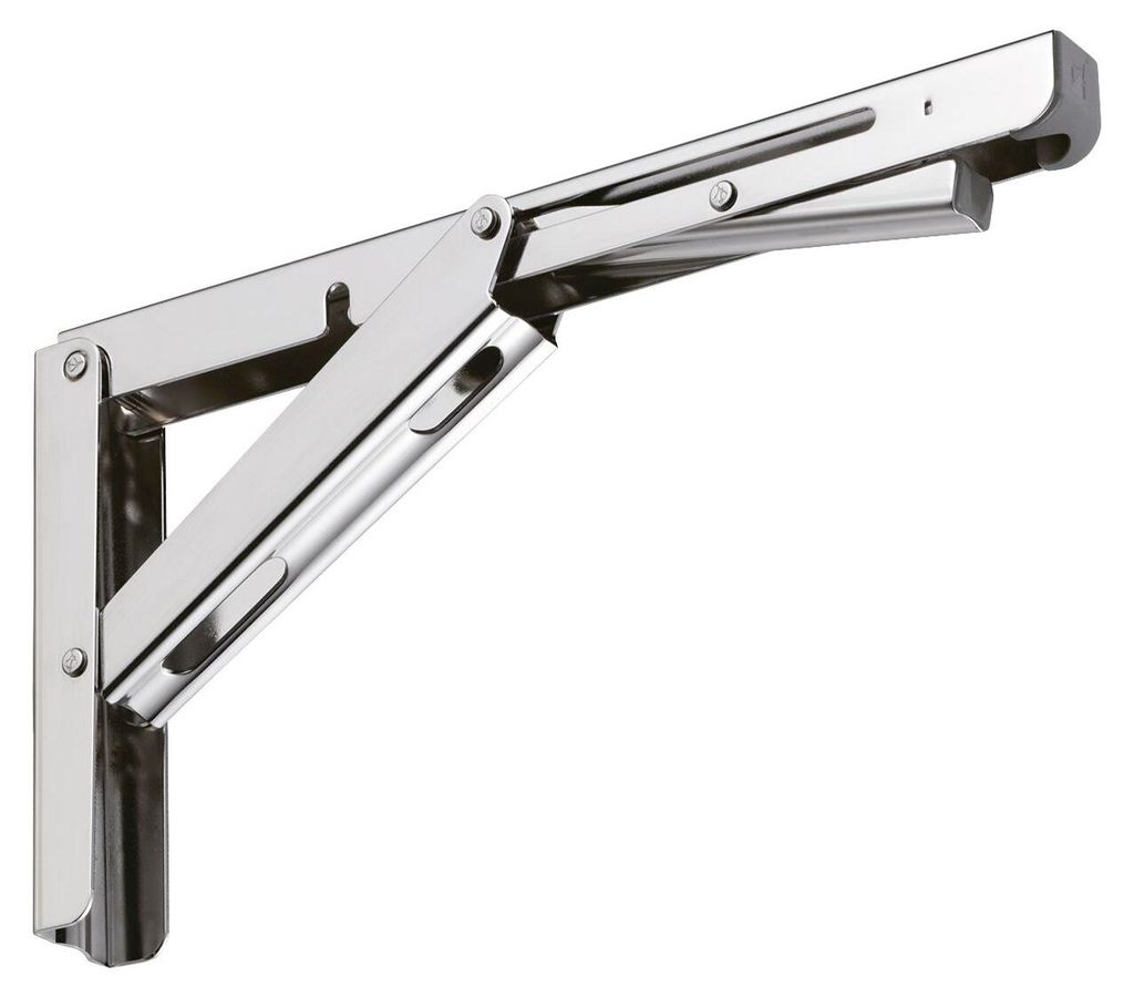 Lamp EB-303 Klappkonsole 307x165mm, Klappträger mit automatischer Verriegelung - bis 50 kg belastbar, Edelstahl glänzend