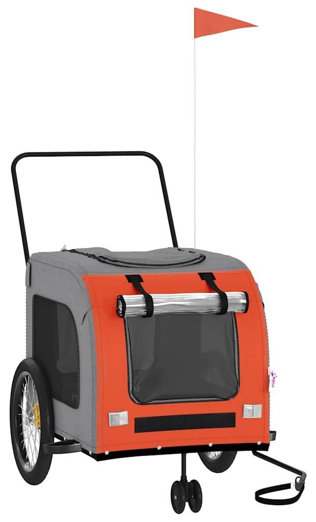 vidaXL Fahrradanhänger Hunde Orange und Grau Oxford-Gewebe Produktbild 