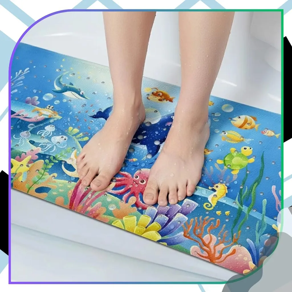 Tappetino antiscivolo doccia blu 40x73 cm in plastica Spring