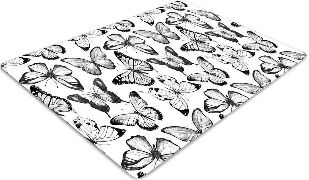 Stuhlunterlage Bürostuhlunterlage 120 cm x 90 cm Bodenmatte Bürostuhlunterlage - Schwarz-Weiß-Schmetterling